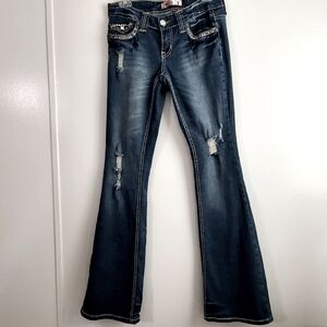 Zandi Womens Juniors Studded Blinged Ripped Jean | Size 7